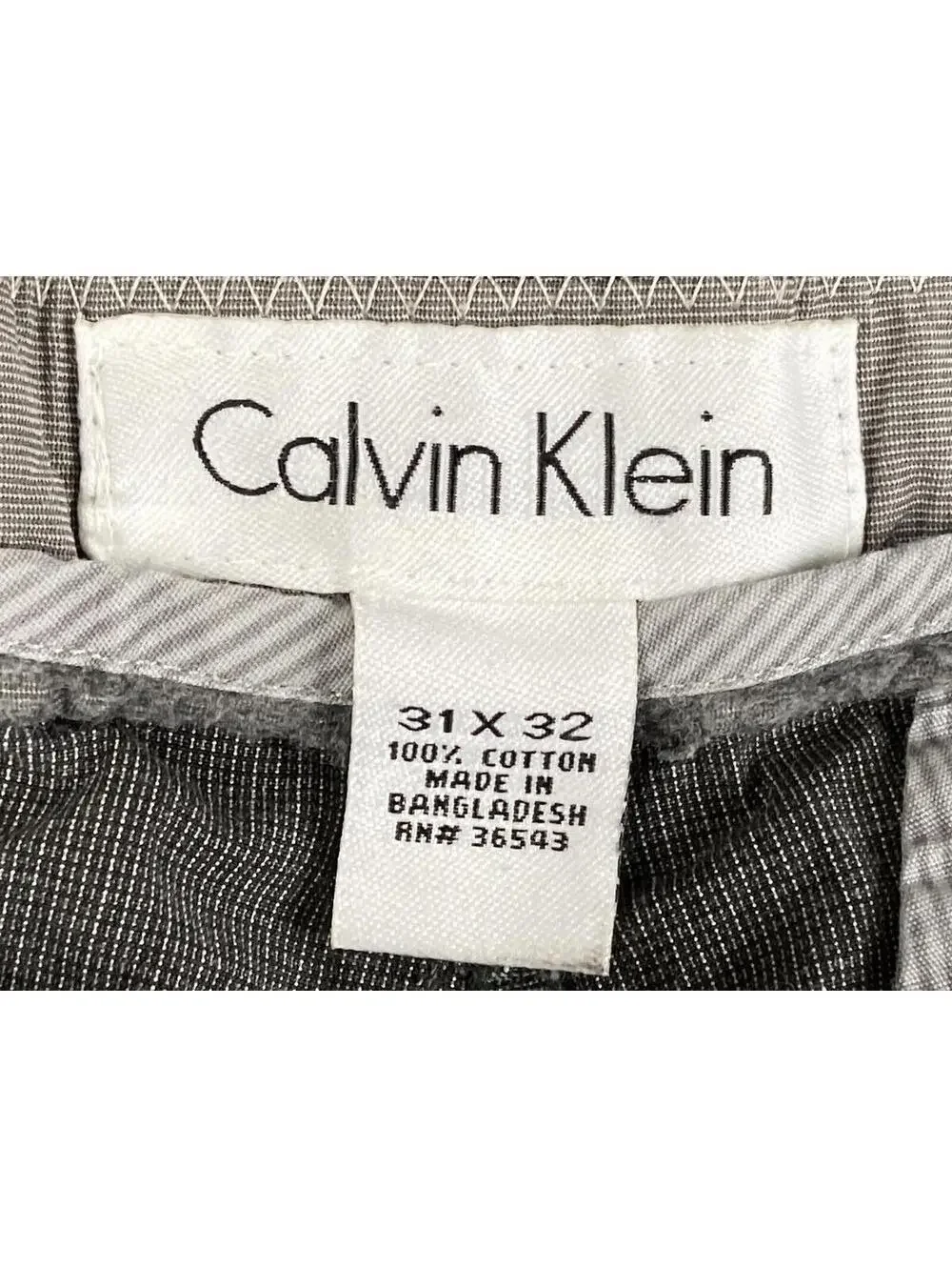 Calvin Klein Mens Gray Textured Chino Pants 100% Cotton Straight Leg 31x32